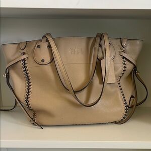 Coach Tan Leather Tote with Braided Detailing